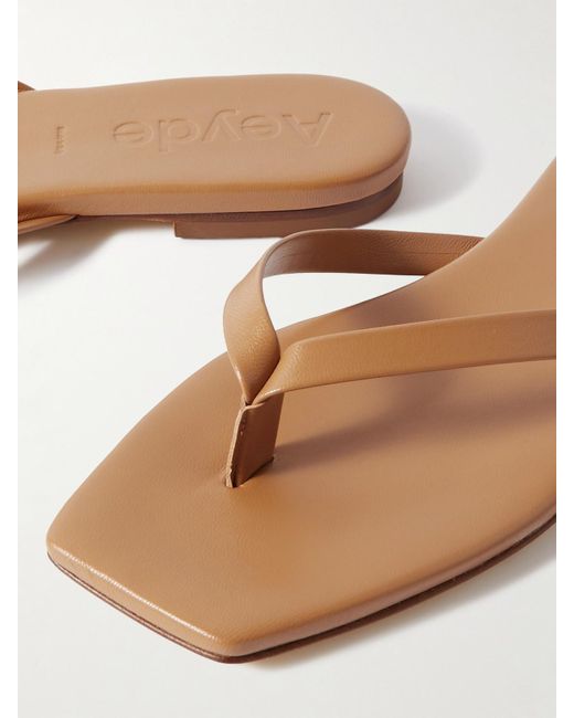 Aeyde Brown Renee Leather Flip Flops