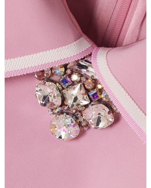 Jenny Packham Pink Honeybee Midikleid Aus Crêpe Mit Ripsbandbesätzen, Kristallen Und Schößchen