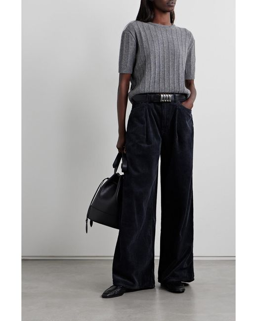 Goldsign Blue The Atticus Cotton-Corduroy Wide-Leg Pants