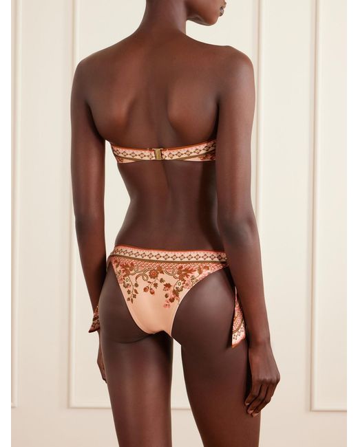 Zimmermann Brown Aster Strapless Knot-Detailed Printed Bikini