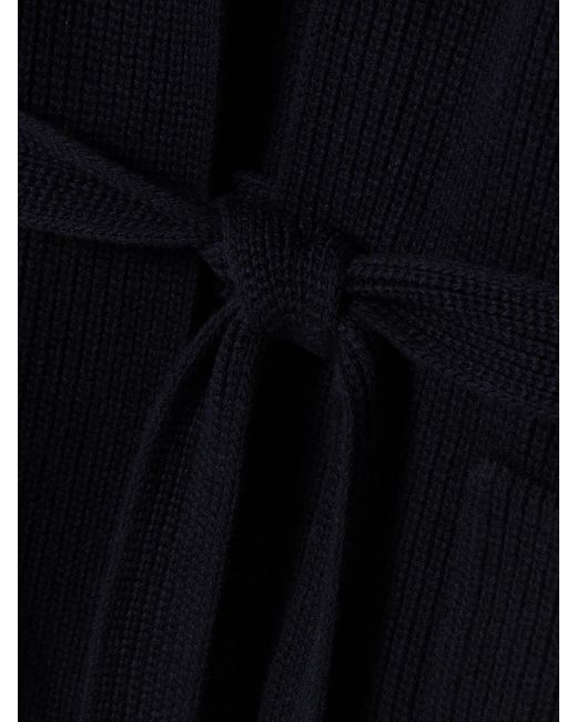 Sa Su Phi Blue Cardigan Aus Einer Gerippten Merinowoll-Kaschmirmischung Mit Bindegürtel