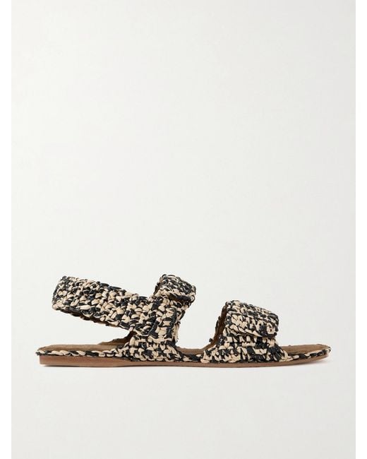 Khaite Multicolor Boden Two-Tone Raffia Sandals