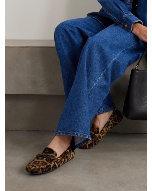 Tod's Multicolor Gommino Bootsschuhe Aus Kalbshaar Mit Leopardenprint Und Lederdetail