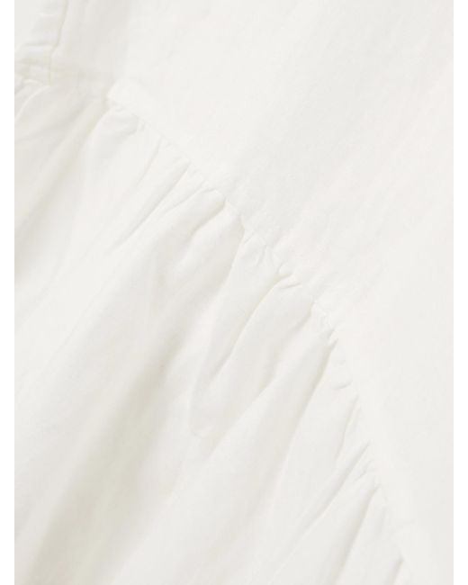 Deiji Studios White Midikleid Aus Leinen Mit Raffungen