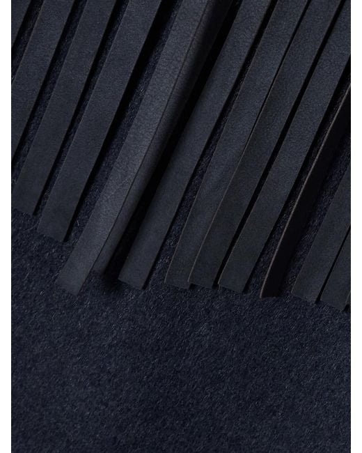 Twp Blue Midnight Cowboy Fringed Suede-Trimmed Cashmere Jacket