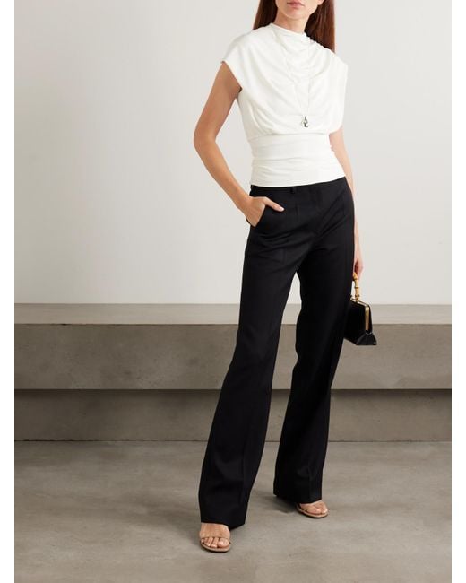 Kallmeyer White Jocelyn Draped Stretch-Jersey Top