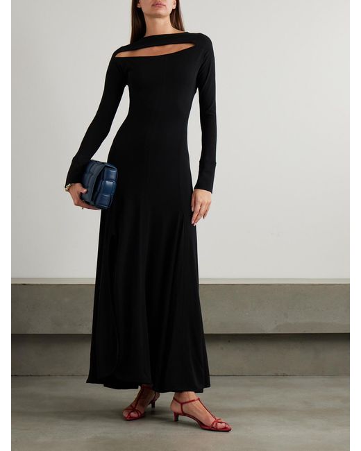 Victoria Beckham Black Cutout Stretch-Jersey Maxi Dress