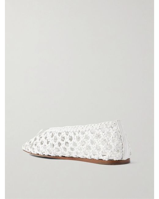 Le Monde Beryl Natural Regency Bow-Embellished Woven Leather Ballet Flats