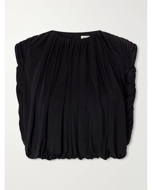 Heirlome Black Effie Gathered Silk-Jersey Tank
