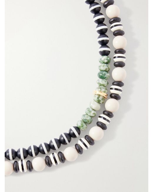 Roxanne Assoulin Metallic The Salt & Pepper Set Of Two Agate Beaded Necklaces