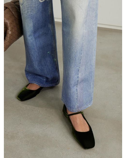 Aeyde Black Uma Velvet Mary Jane Ballet Flats