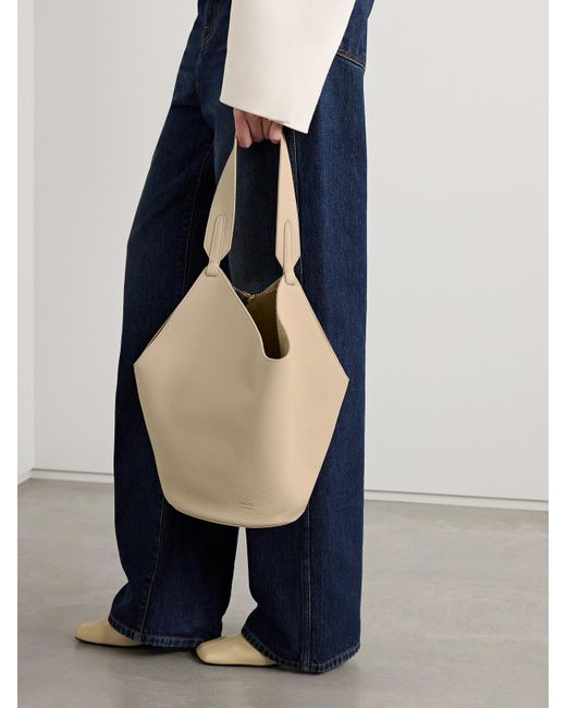 Khaite Natural Lotus Small Textured-Leather Tote