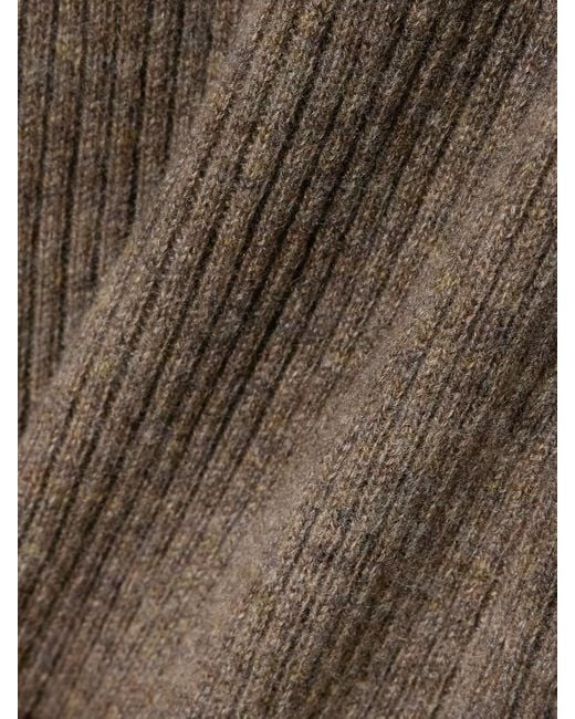 LeKasha Natural Banvir Hose Mit Weitem Bein Aus Geripptem Biokaschmir