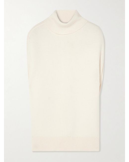 Totême  Natural Oversized Knitted Wool Turtleneck Tank