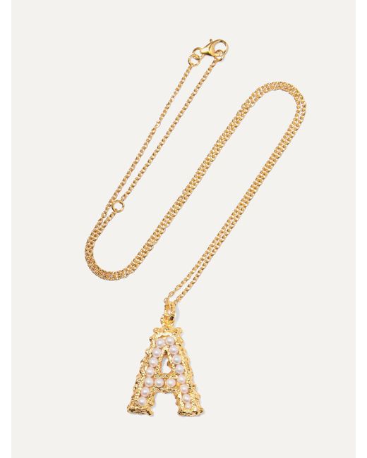 Pacharee Natural Alphabet-Plated Pearl Necklace