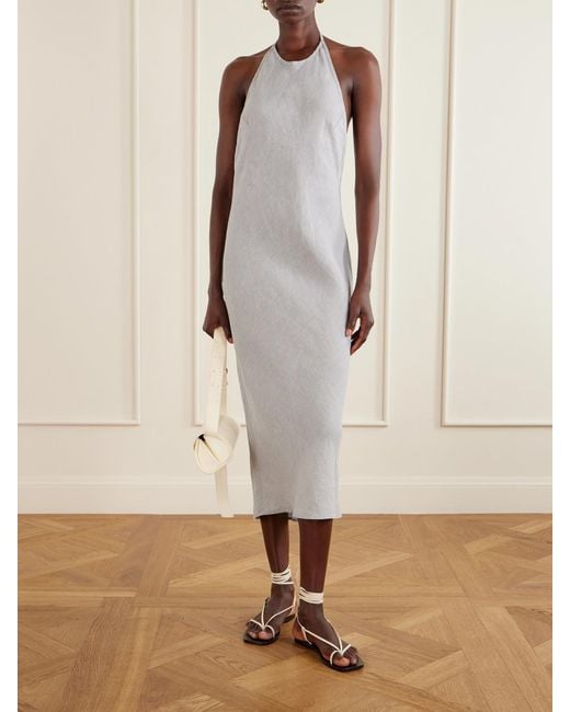 James Perse White Linen Midi Dress