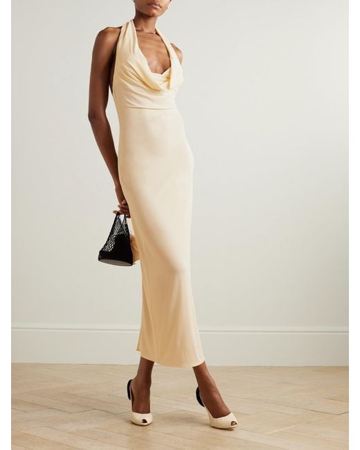 Magda Butrym White Stretch-Jersey Halterneck Midi Dress