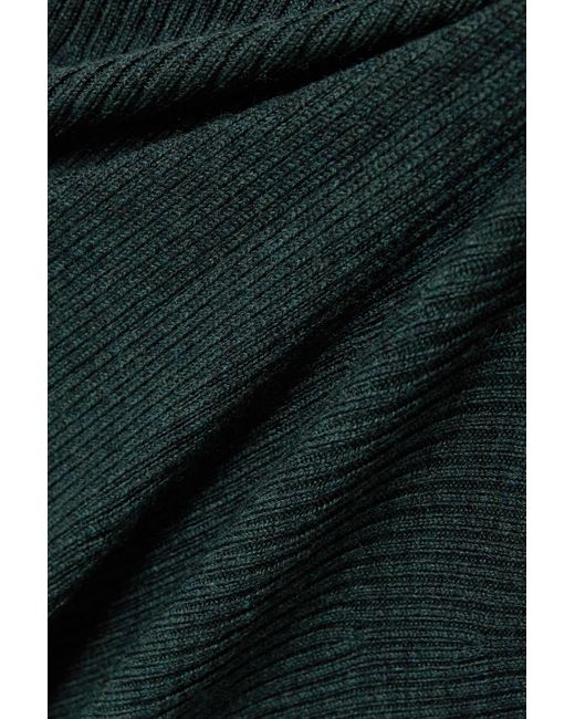 Cefinn Green Eva Ribbed Merino Wool-blend Turtleneck Midi Dress
