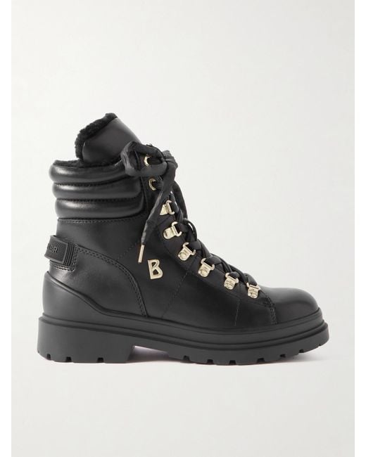 Bogner Black St. Moritz 14 Schnürstiefel Aus Leder Mit Shearling-Futter
