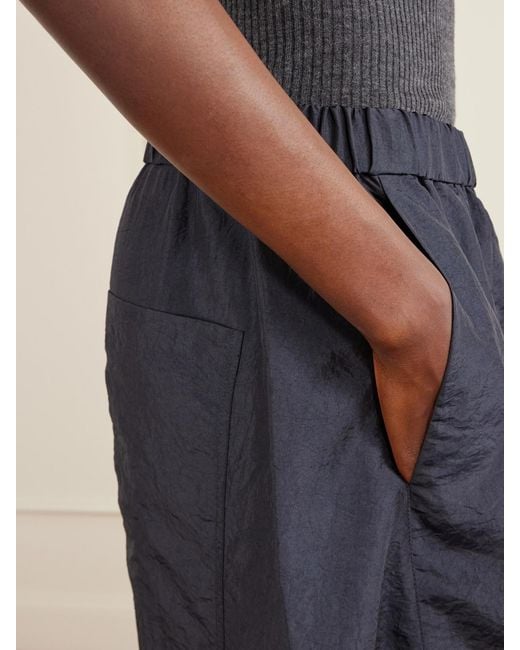 Tibi Blue Winslow Crinkled-Shell Barrel-Leg Pants