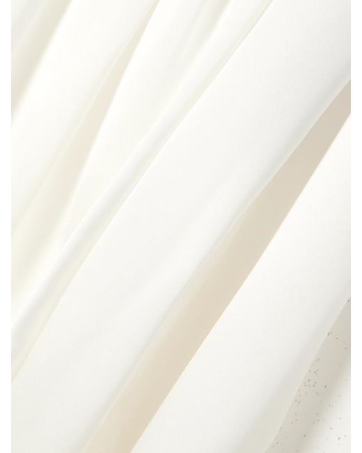 Balmain White Draped Silk-Satin Blouse