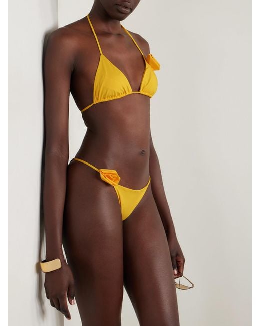 Maygel Coronel Yellow Gola Triangel-Bikini Mit Neckholder Und Applikationen