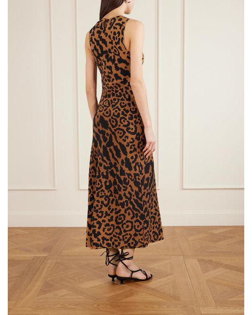 Alix Of Bohemia Natural Adelaide Leopard-Print Silk Crepe De Chine Midi Dress