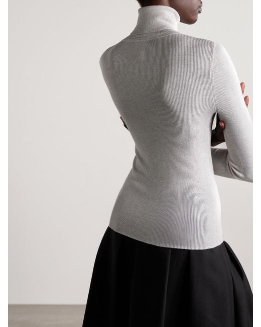 Twp White Rollkragenpullover Aus Gerippter Merinowolle
