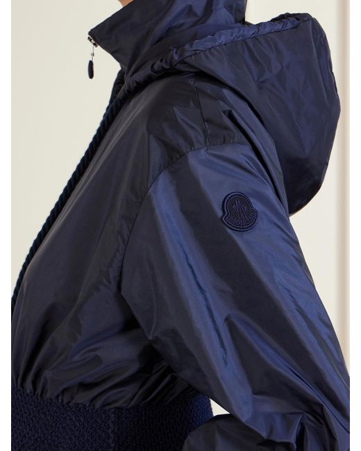 Moncler Blue Liriope Hooded Gathered Shell Jacket