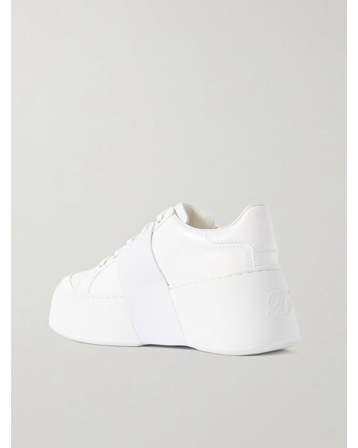 Baskets En Cuir À Finitions En Caoutchouc Et À Cristaux Viv Skate High Roger Vivier en coloris White