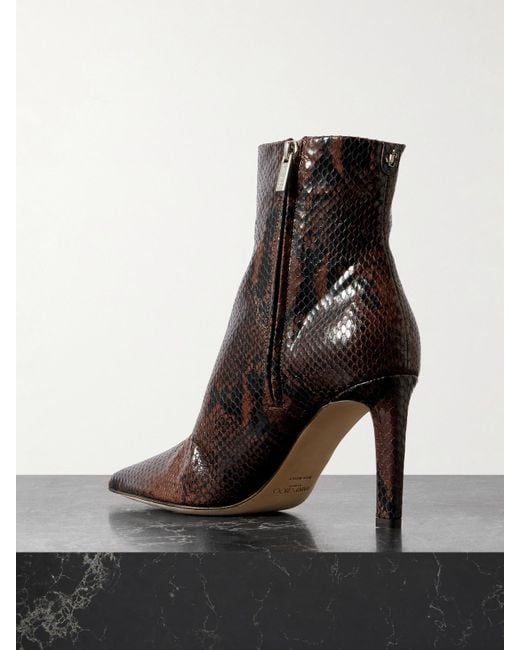 Jimmy Choo Black Frankie 85 Ankle Boots Aus Leder Mit Schlangeneffekt