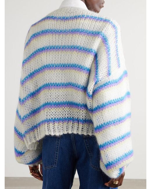 Loewe Blue Anagram Pullover Aus Einer Gestreiften Mohairmischung Mit Stickereien