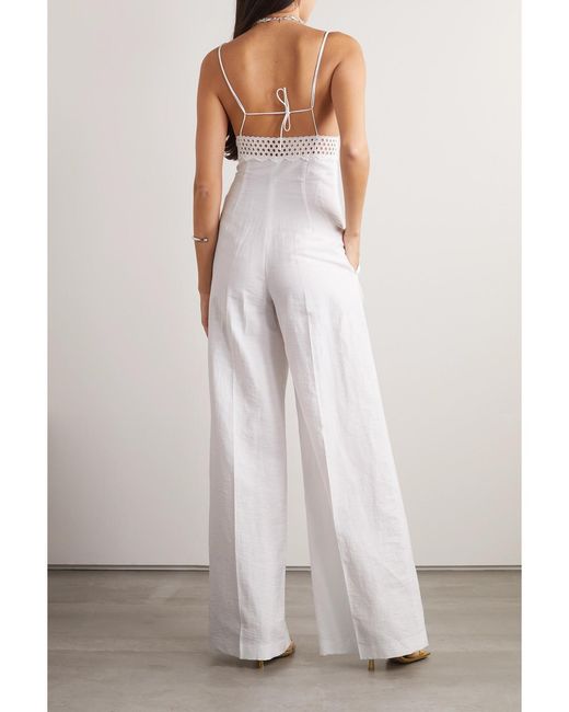Stella McCartney White Broderie Anglaise And Crepe Jumpsuit