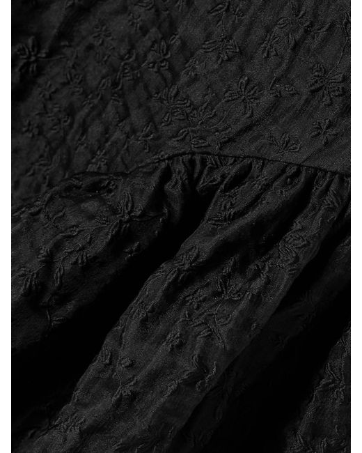 CECILIE BAHNSEN Black Bali Cutout Matelassé Midi Dress