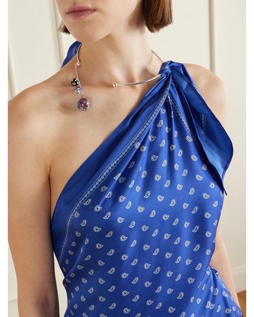 Christopher Esber Blue Bandana Printed Silk Twill Maxi Dress