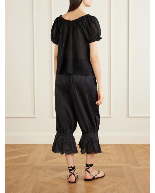 Doen Black Frederica Organic Cotton-Voile Blouse