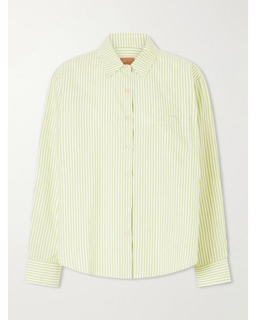 Jamie Haller Yellow Weekend Striped Cotton Shirt