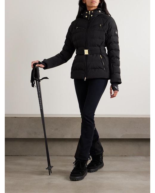 Bogner Black Ellya Belted Layered Quilted Ski Jacket