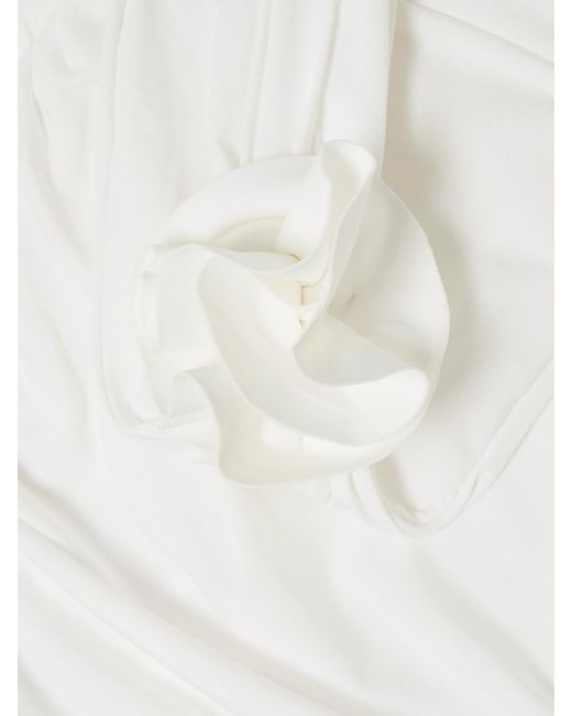 Maygel Coronel White Galini Appliquéd Ruched Stretch-Jersey Halterneck Top