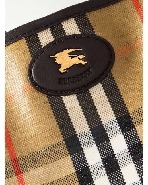 Burberry White Highlands Checked Coated-Canvas Tote