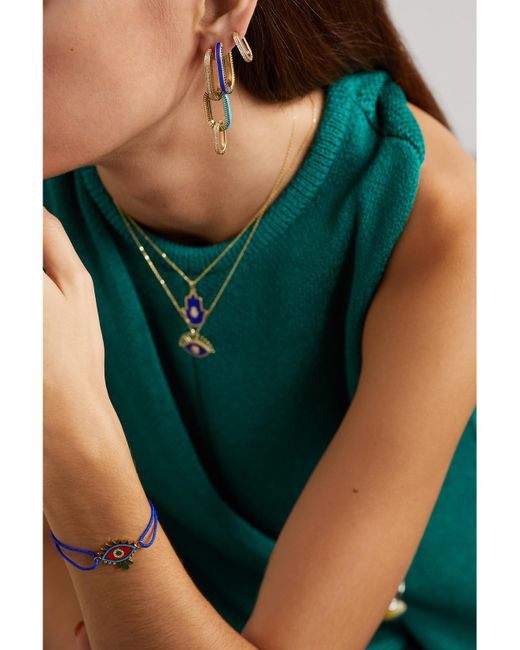 L'Atelier Nawbar Metallic Lock Ray Large 18-Karat, Lapis Lazuli And Diamond Earrings