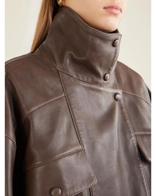 Nour Hammour Brown Quincy Paneled Leather Jacket