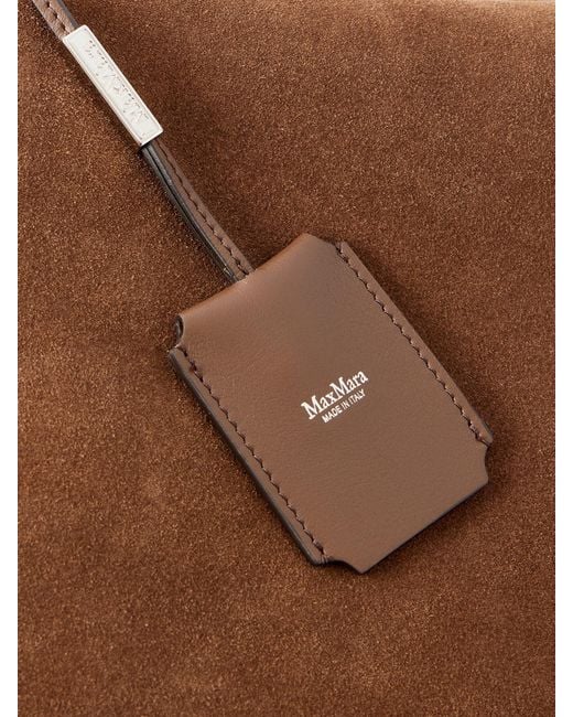 Max Mara Brown Leather-Trimmed Suede Shoulder Bag