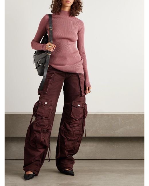 Rick Owens Pink Babel Asymmetric Ribbed-Knit Sweater