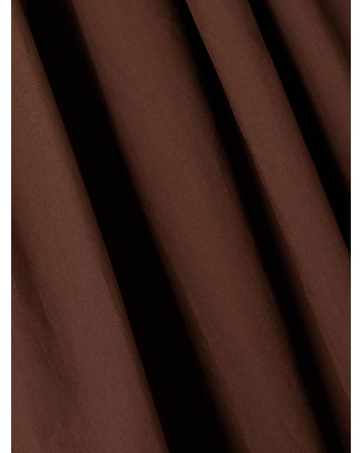 Matteau Brown Strapless Gathered Organic Cotton-Poplin Midi Dress