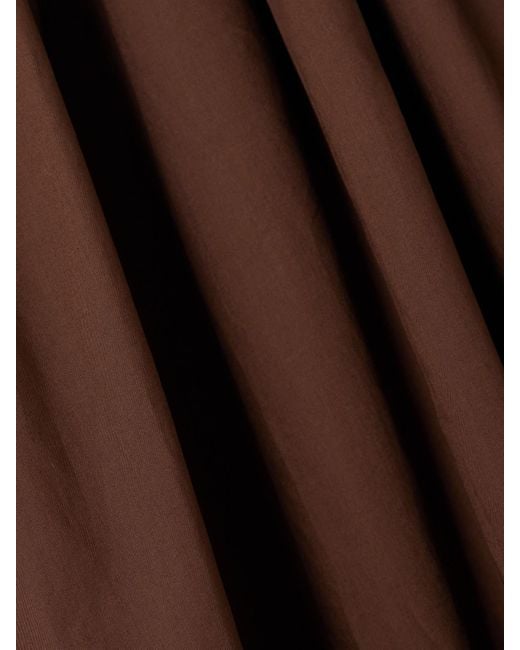 Matteau Brown Strapless Gathered Organic Cotton-Poplin Midi Dress