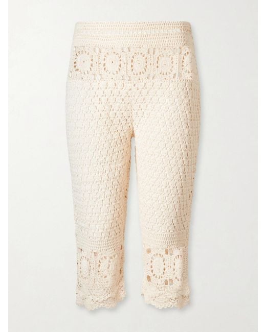 Alix Of Bohemia Natural Aletta Mandala Crochet Cotton Capri Pants