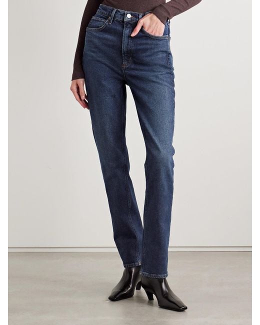 Agolde Blue High Rise Stovepipe Straight-Leg Organic Jeans