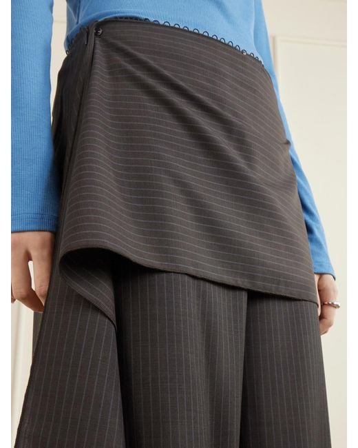 Deiji Studios Gray Striped Wool Flared Pants