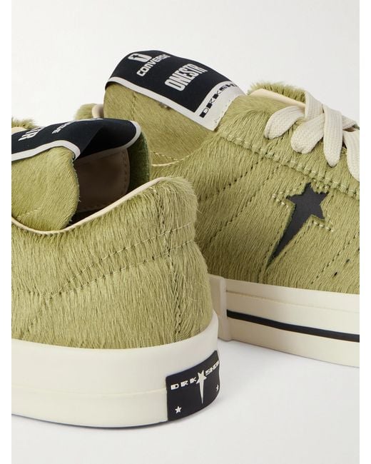 Rick Owens Green Converse Onestr Sneakers Aus Kuhhaar Mit Lederbesätzen